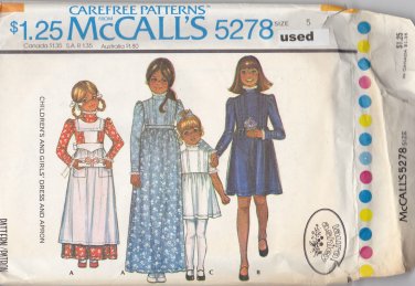 Vintage McCall Pattern 5278 Girls' Dress Apron Laura Ashley size 5