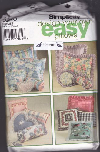 Simplicity 9243 Uncut Design Your Own Pillows Square Round Neck Roll Heart Shaped Options