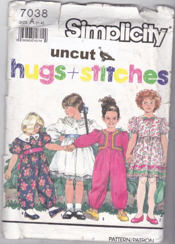 Simplicity 7038 Hugs & Stitches Toddler Dress Jumpsuit Pattern 1 2 3 4 uncut