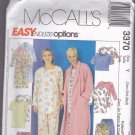 McCall 3370 Pattern Easy Sleepwear Tunic Shortie Long Pajamas Robe XS S M Uncut