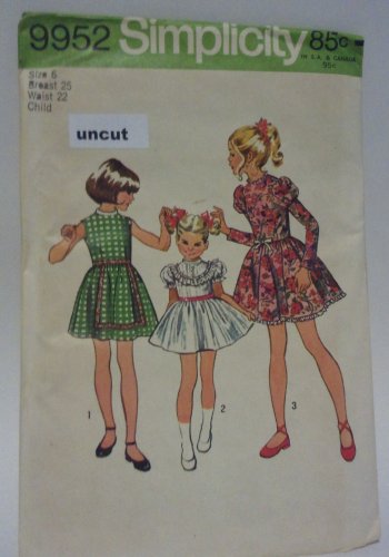 Vintage Simplicity 9952 Pattern Dress Leg O' Mutton Sleeves Girl Uncut 6