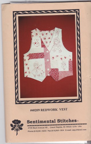 Sentimental Stitches 40209 Redwork Vest Pattern 6 8 10 12 14 16 Uncut Patchwork Embroidery