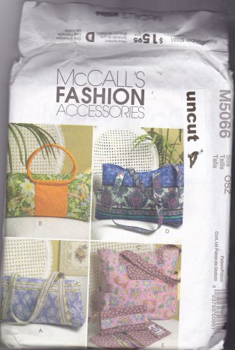 McCall M5066 Pattern Handbag Purse Tote Wallet Duffel Bag Quilted Uncut