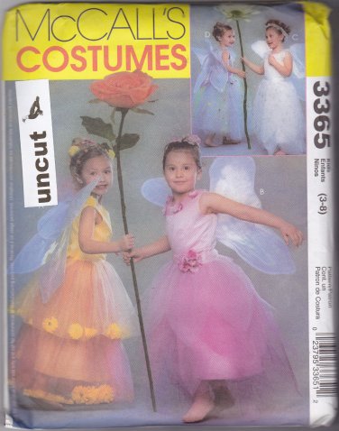 McCall 3365 Costume Flower Fairy Girls Dress Wings Pattern 3 4 5 6 7 8 Uncut