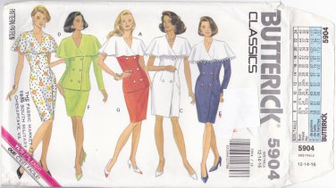 Butterick 5904 Easy Pattern 12 14 16 Dress Top with Capelet Skirt Uncut