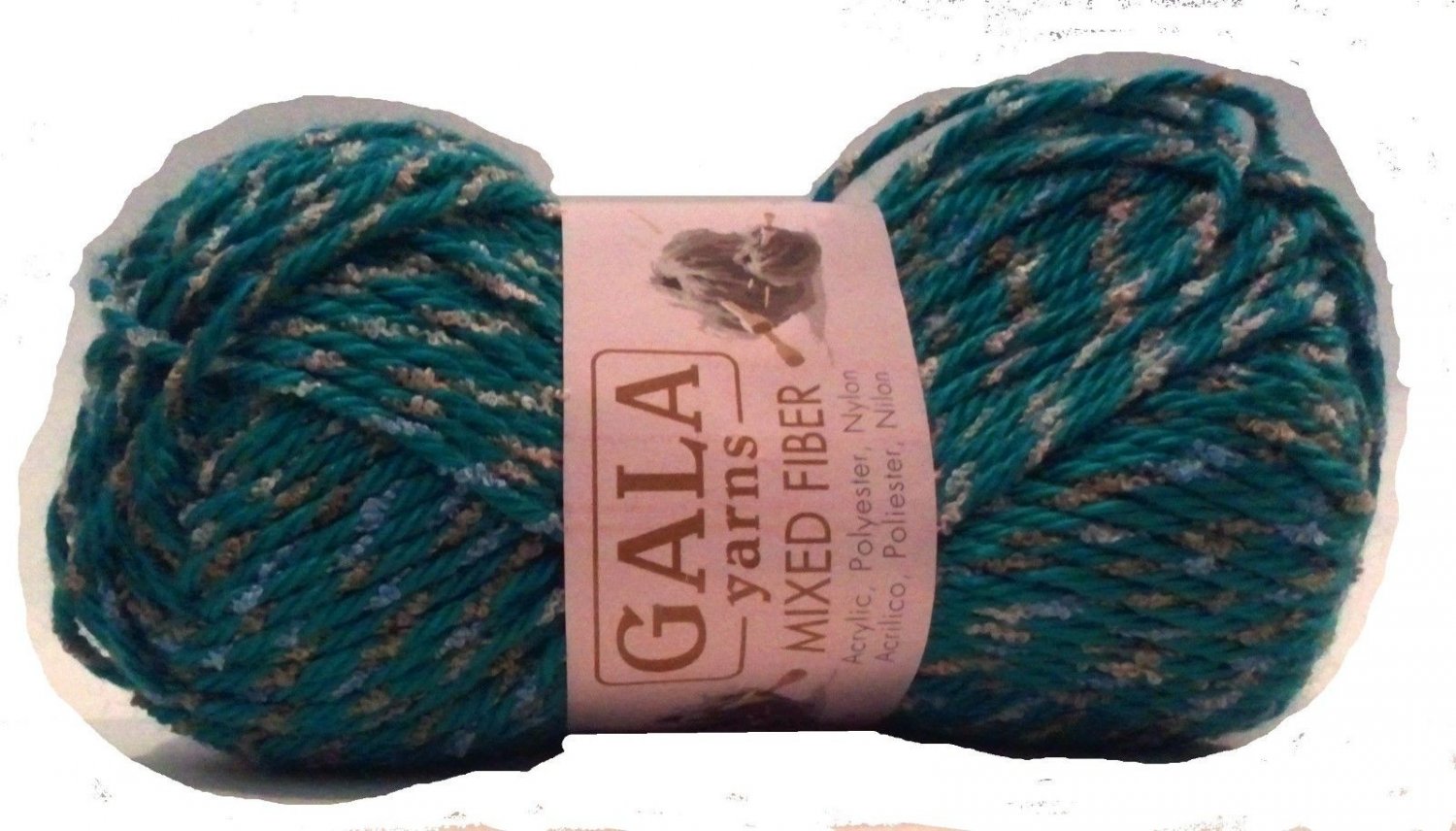 Gala Mixed Fiber Striped Teal Taupe Yarn 50g Blue Green