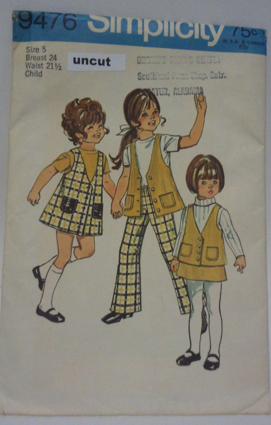 Vintage Simplicity 9476 Pattern Uncut Jumper Vest Skirt Bell Bottom Pants Girl 5
