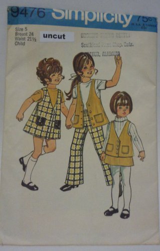 Vintage Simplicity 9476 Pattern Uncut Jumper Vest Skirt Bell Bottom Pants Girl 5
