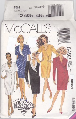 Easy McCall 5492 Pattern Asymmetrical Chemise Dress size 12 Uncut