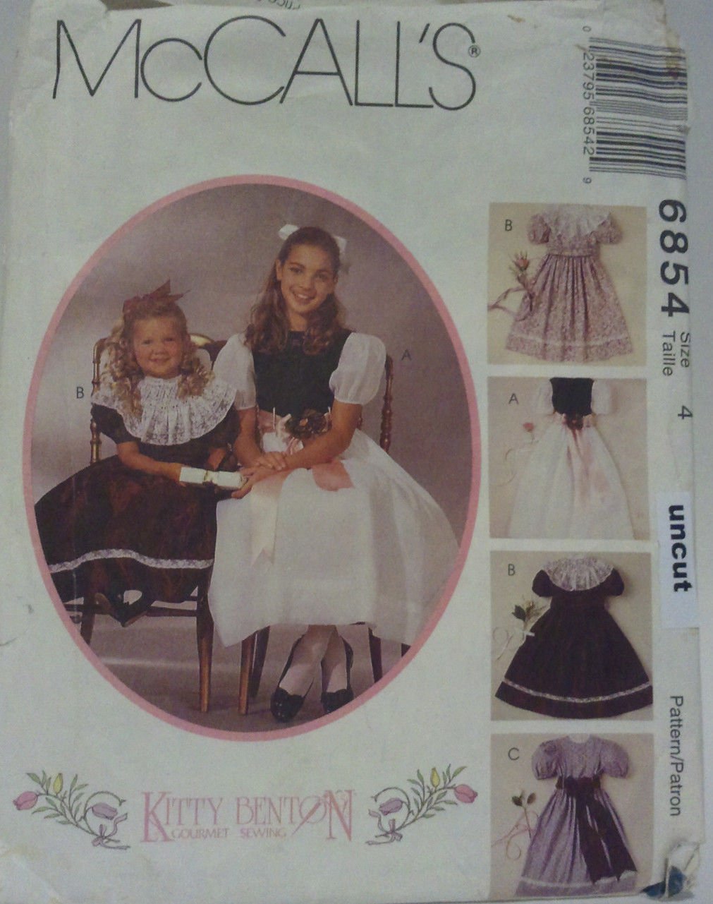 McCall 6854 Pattern Uncut Party Dress Slip Detachable Collar 4 Kitty Benton