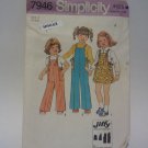 Vintage Simplicity 7946 Pattern Jiffy Overalls Jumper Bows Girls Uncut 5