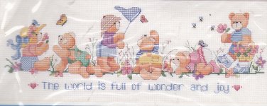 Bears N Butterflies Counted Cross Stitch Kit 18x7 inches Dimensions 3652 Linda Gillum