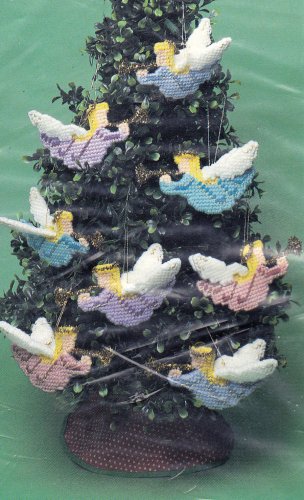 Plastic Canvas Christmas Angel Ornament Kit set of 8 Mary Maxim 47109