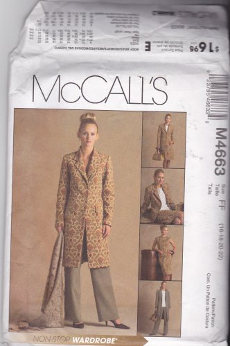 McCall's M4663 Uncut 16 18 20 22 Non Stop Wardrobe Lined Jacket Top Skirt Pants