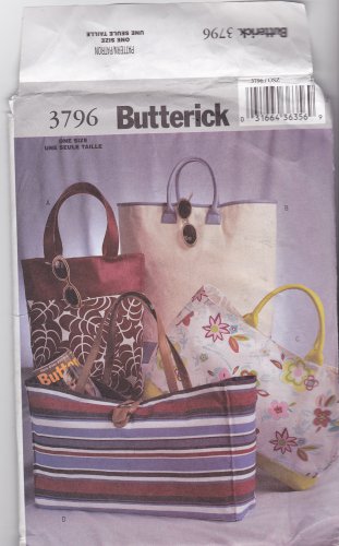 Butterick 3796 Pattern Uncut Lined Tote Bags