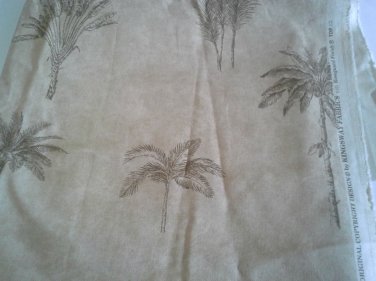Palm Trees Canvas Decor Fabric Remnant "Bali" Kingsway 27x39 inches Beige Olive