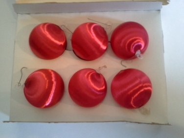 Vintage Pyramid Satin Ball Ornaments Red 2.5 inches Box of 6