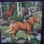 4 Fabric Panels 2 Designs Horses with Blue Green Plaid Cranston for Pillows, Crafts
