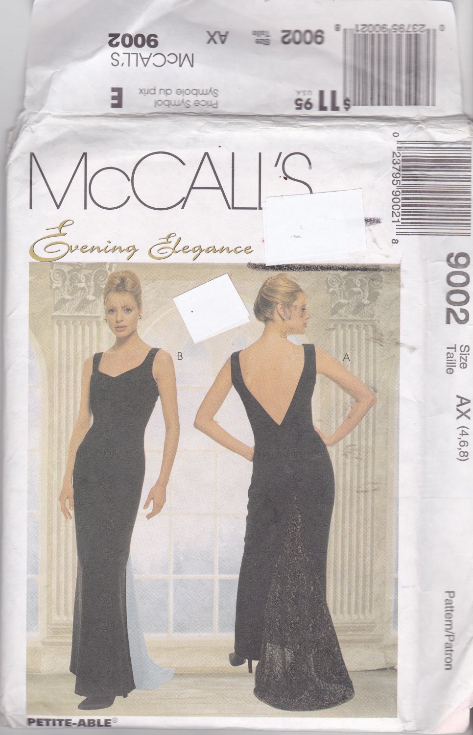 McCall 9002 Pattern Uncut FF 4 6 8 Evening Gown Backless Fishtail Godet