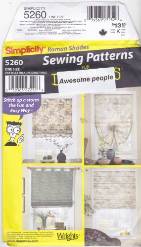 Simplicity 5260 Pattern Uncut FF Roman Shades for Awesome People