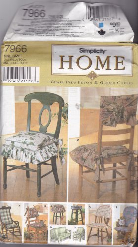 Simplicity Home Decor Pattern 7966 Uncut FF Chair Pads Cushions Glider Covers