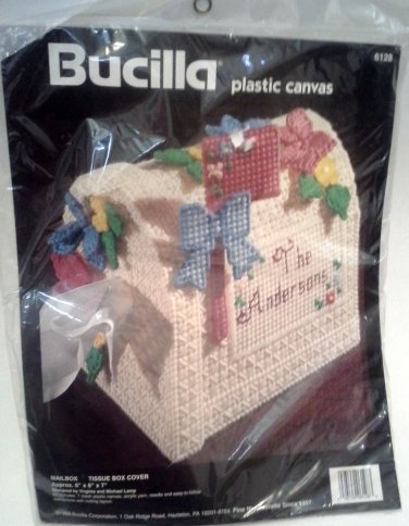Bucilla Plastic Canvas Kit Flowered Mailbox Tissue Cover 6128