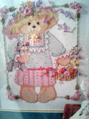 Bucilla 40975 Mrs. Teddy Bear Counted Cross Stitch and Ribbon Embroidery Kit