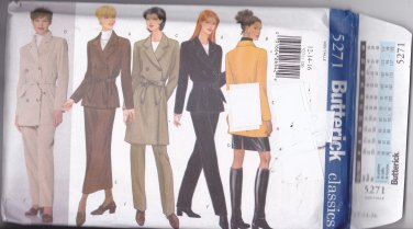 Butterick 5271 Pattern Uncut 12 14 16 Double Breasted Unlined Jacket A-Line Skirt Pants