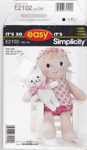 Simplicity E2102 Pattern Uncut Soft Sculpture Doll and Cat