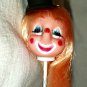 Lot of 3 Vintage Clown/Elf? Doll Head Long Blonde Hair with Top Hat Picks New