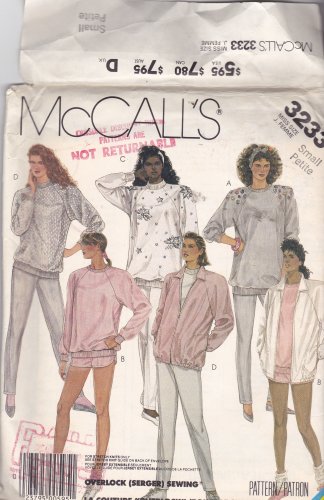 McCall's 3233 Pattern Uncut small 10 12 Sweatshirt Pants Shorts Jacket