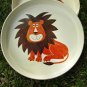 Two Round Painted Metal Trays by Rodney Peppe for Crown Merton Squirrel and Lion 1970s Pop Art