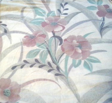 Flannel 100% Cotton Twin Flat Sheet Mauve Pink Green White Gray Floral for use or cutter