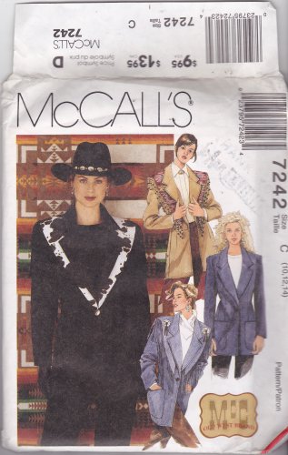 McCall's 7242 Pattern Uncut 10 12 14  Country Western Jacket Shawl