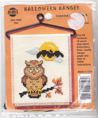 Counted Cross Stitch Kit 4329 Owl Bat Halloween Hanger NMI