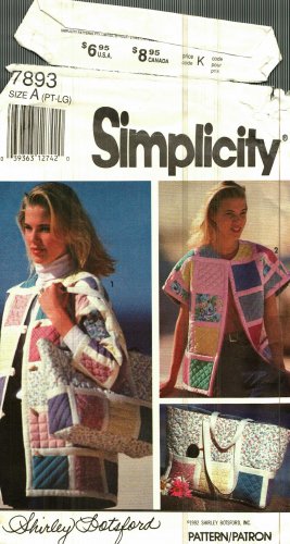 Simplicity 7893 Pattern Uncut pt-lg Quilted Jacket Tote Bag Shirley Botsford