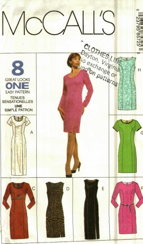 McCall's 8572 Pattern uncut 14 16 18 Semi Fitted Dresses Long Short Sleeves