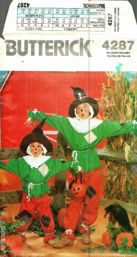 Butterick 4287 Pattern Uncut S M L XL 4 thru 14 Children Scarecrow Costume Halloween Harvest