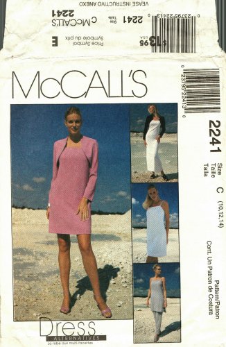 McCall's 2241 Pattern uncut 10 12 14 Dress 2 Lengths Pants Lined Shrug