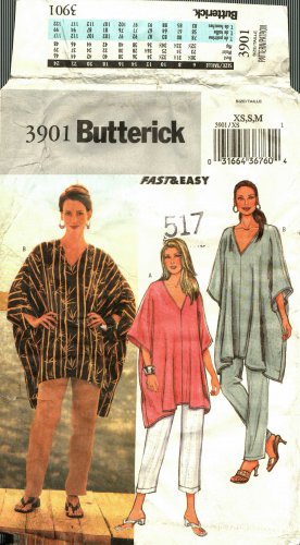 Butterick 3901 Pattern uncut XS S M Pullover V Neck Tunic Pants