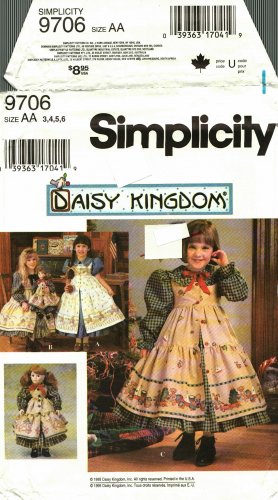 Simplicity 9706 Pattern uncut 3 4 5 6 Dress Pinafore for Girl and Doll