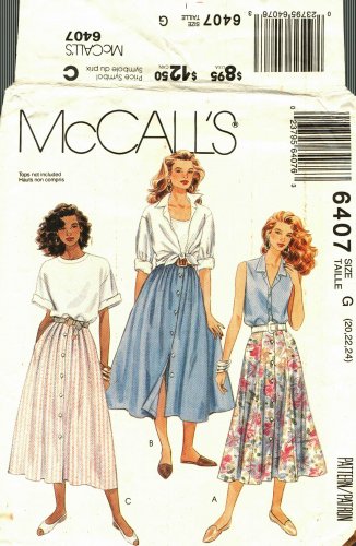 McCall's 6407 size 20 22 24 may be missing pieces, 50 cents plus shipping