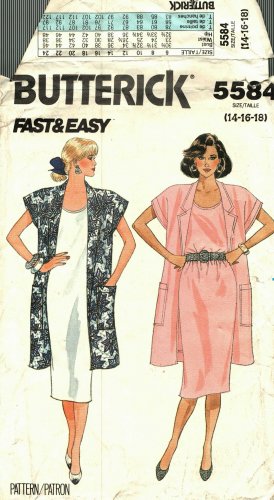 Butterick 5584 size 16 Jacket Dress may be missing pieces, 50 cents plus shipping