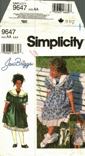 Simplicity 9647 size 4 Toddlers Dress Jan Briggs may be missing pieces, 50 cents plus shipping