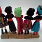 Vintage set of 5 Handmade Guatemalan Dolls Bright Fabrics Wrapped Wire 5 inches