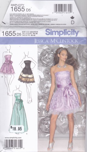Simplicity 1655 Pattern Uncut 4 6 8 10 12 Strapless Dress Jessica McClintock