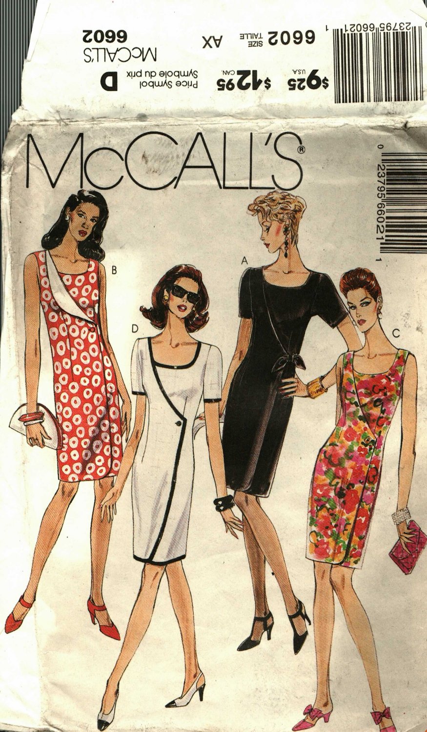 McCall's 6602 Pattern uncut 4 6 8 Semi Fitted Dress with Front Overlay ...