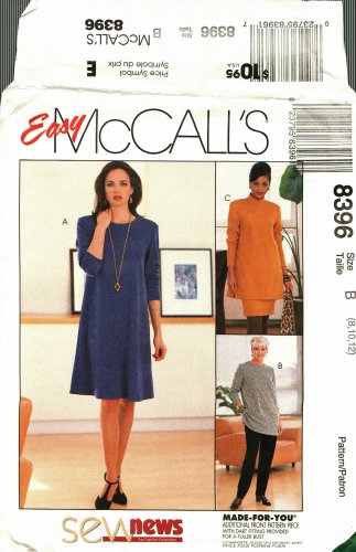 McCall's 8396 Pattern 8 10 12 uncut A-Line Dress Tunic Skirt Pants Easy to Sew