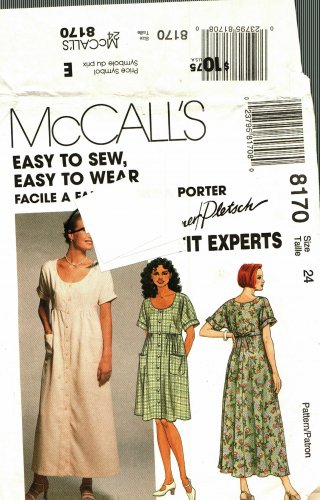McCall's 8170 Pattern uncut 24 Loose Fit Dress Empire Short Dolman Sleeves Palmer Pletsch