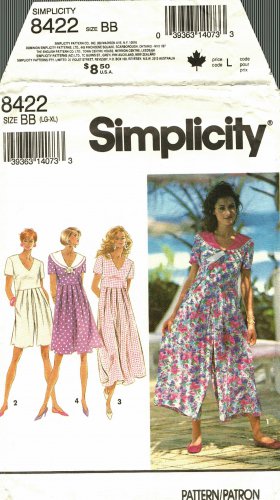 Simplicity 8422 Pattern uncut L XL 18 20 22 24 Jumpsuit Dress Short or Long